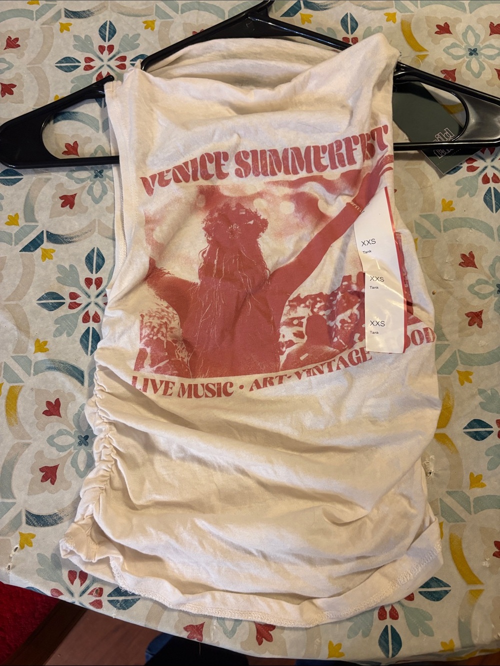 wild fable Ivory Tank Top with Dusty Rose Graphic - Venice Summerfest